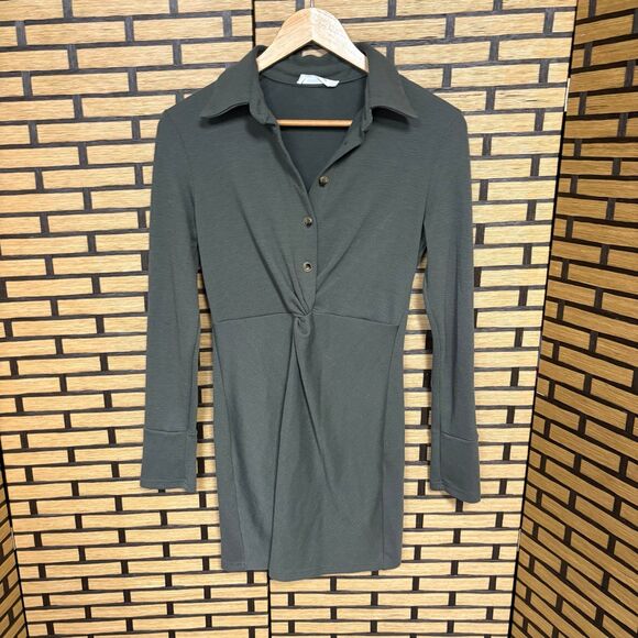 Showpo Olive Green Shirt Dress Size 6 - Picture 1 of 6